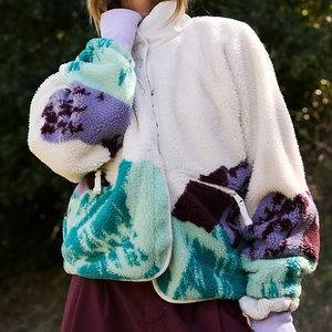 Free People Hit The Slopes FP Movement Rocky Ridge Mountain Fleece Button Jacket